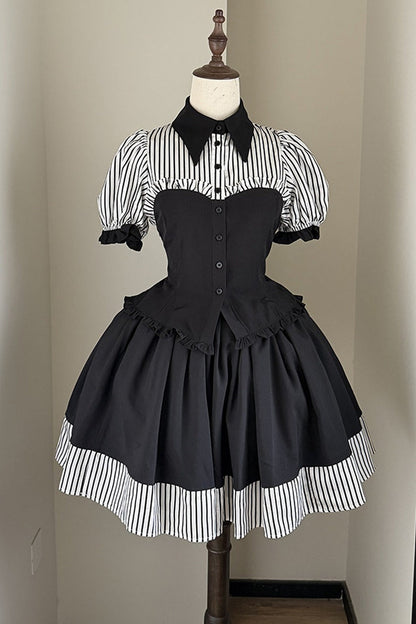 Gothic Striped Contrast Skirt