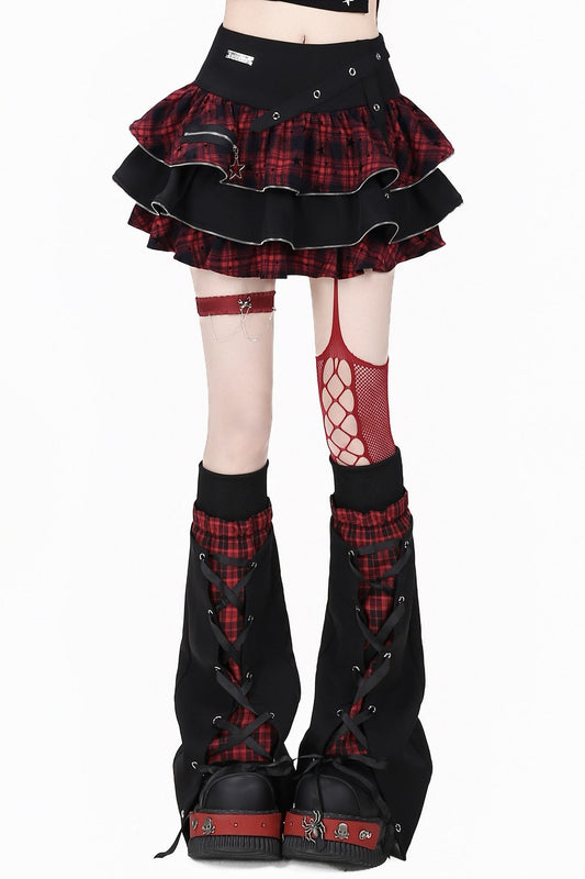 Y2K Plaid High-Waisted Tiered Skirt