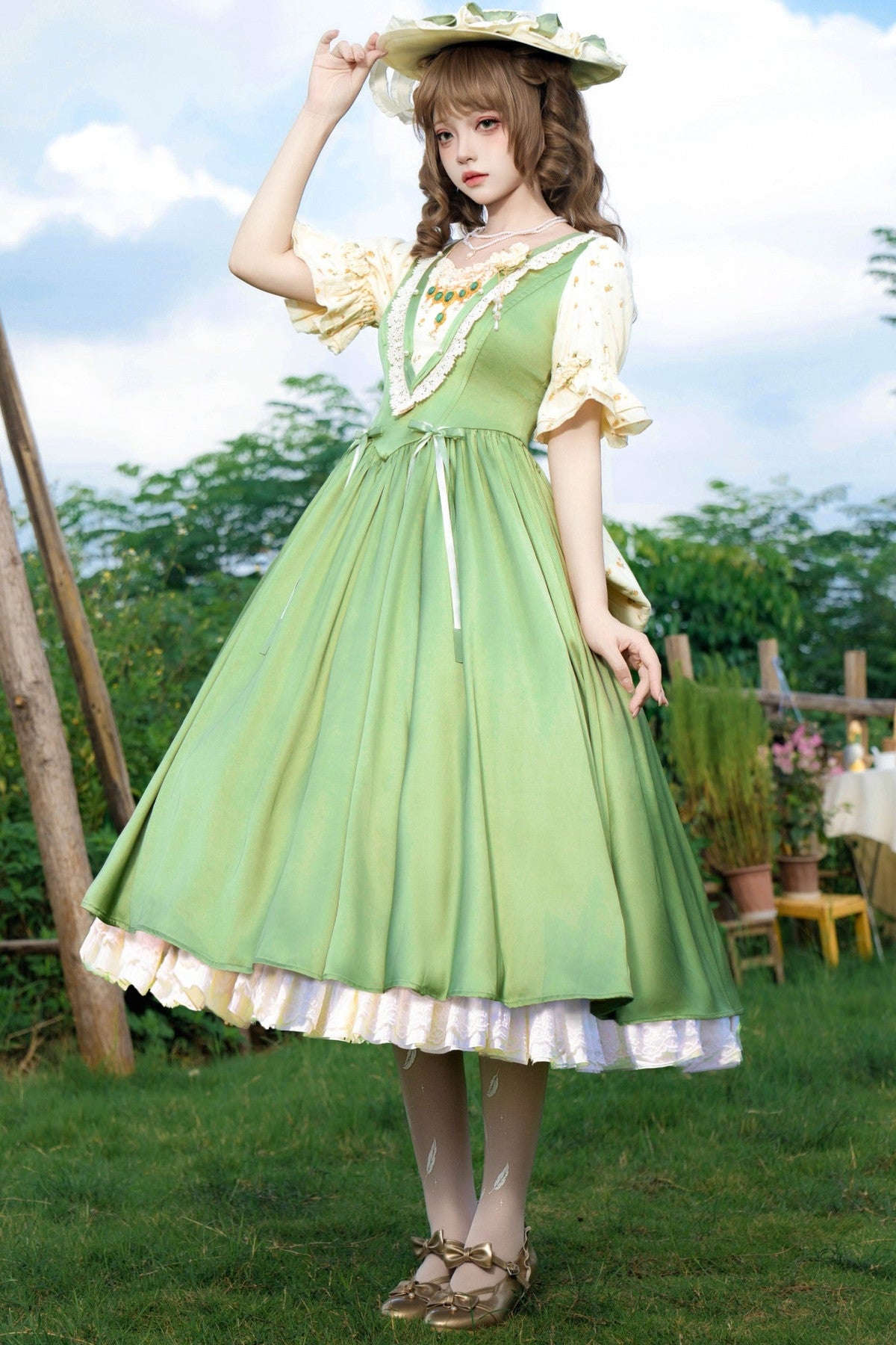 Langes Lolita-Kleid „Frühlingslied“