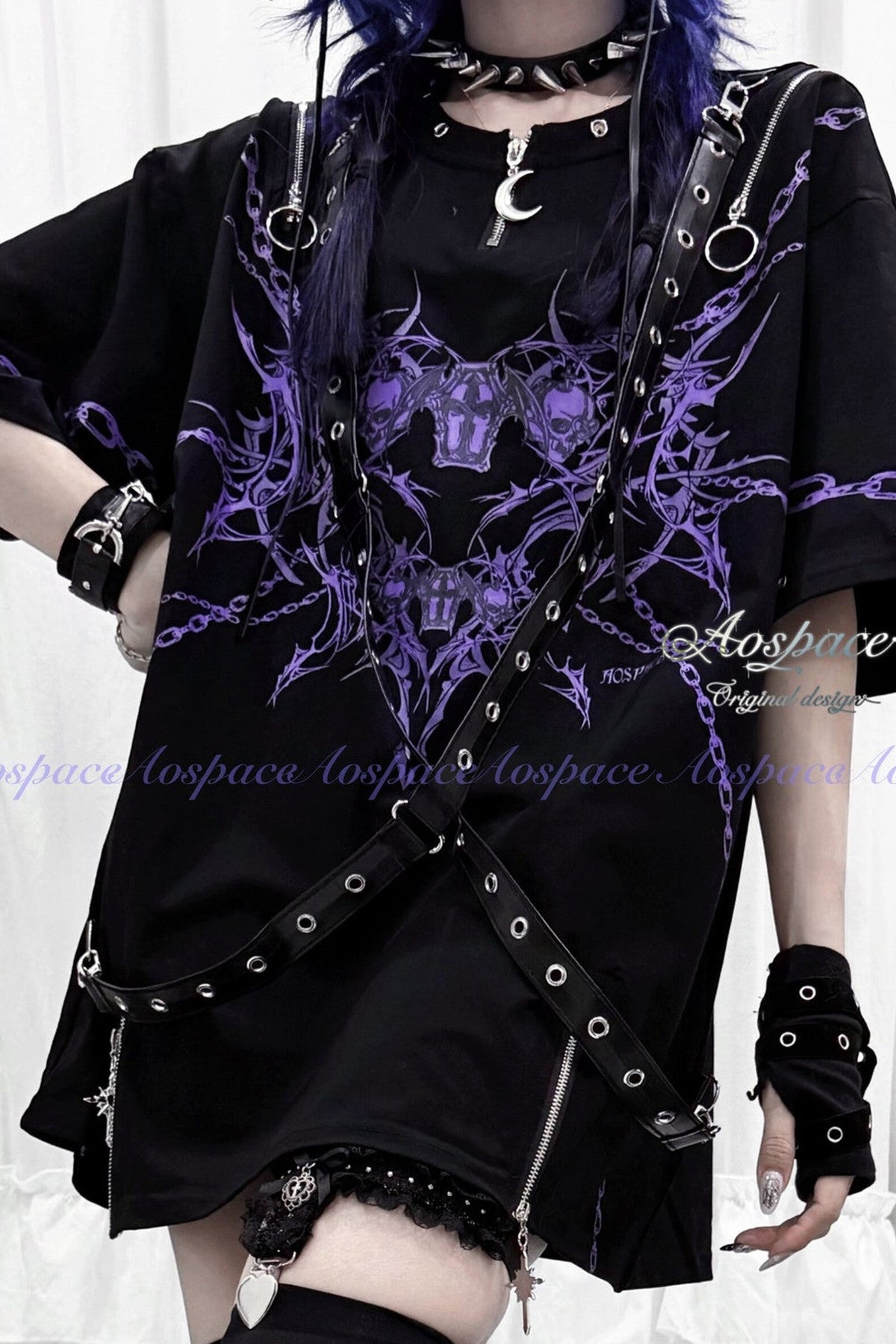 Skull And Coffin Off-Shoulder T-Shirt