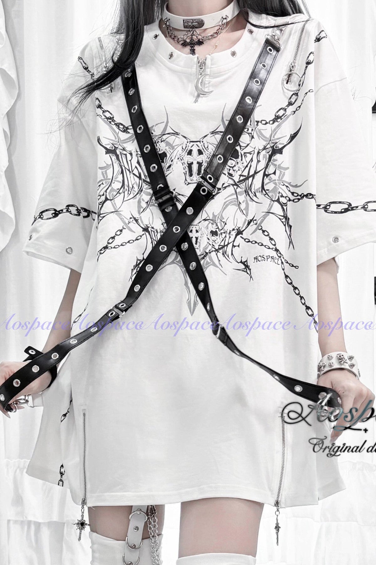 Skull And Coffin Off-Shoulder T-Shirt