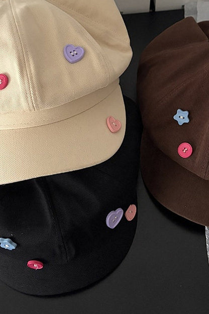 Cat Ear Button Newsboy Cap