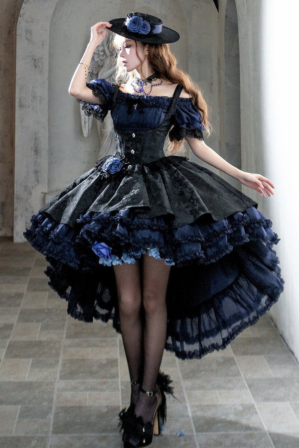 Elegant Gothic Rose Mini Dress