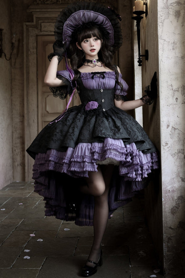 Elegant Gothic Rose Mini Dress