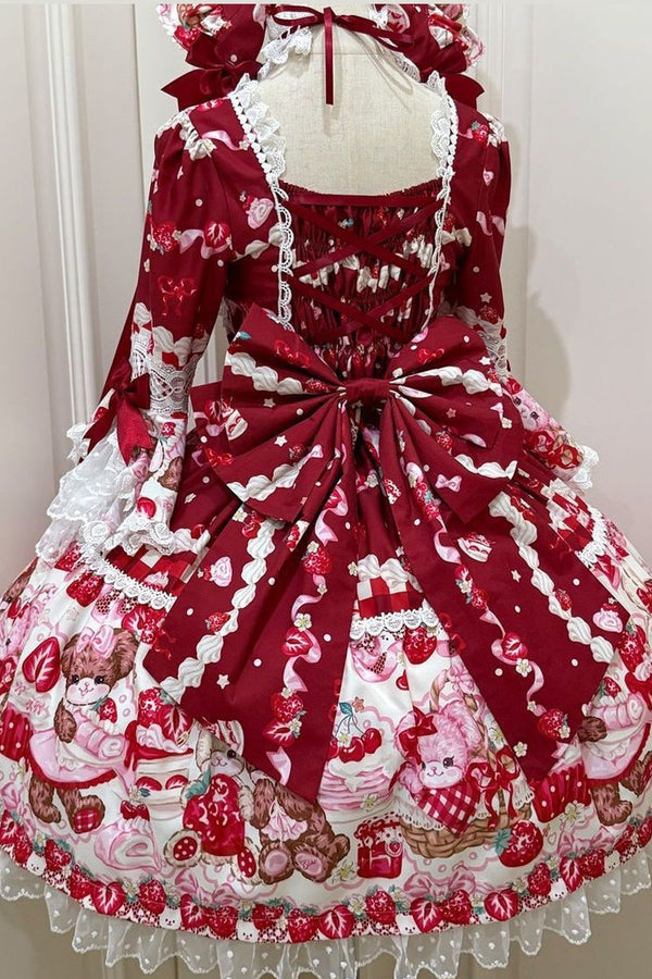 Berry Rabbit Bear Long Sleeve Dress