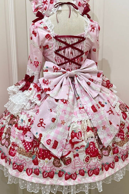 Berry Rabbit Bear Long Sleeve Dress