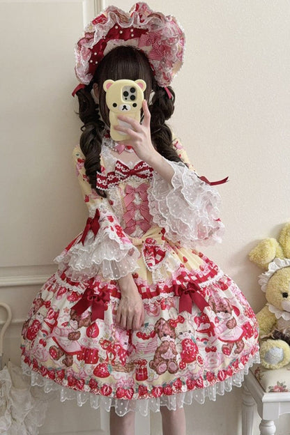 Berry Rabbit Bear Long Sleeve Dress