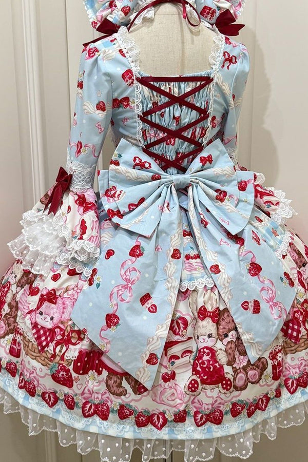 Berry Rabbit Bear Long Sleeve Dress