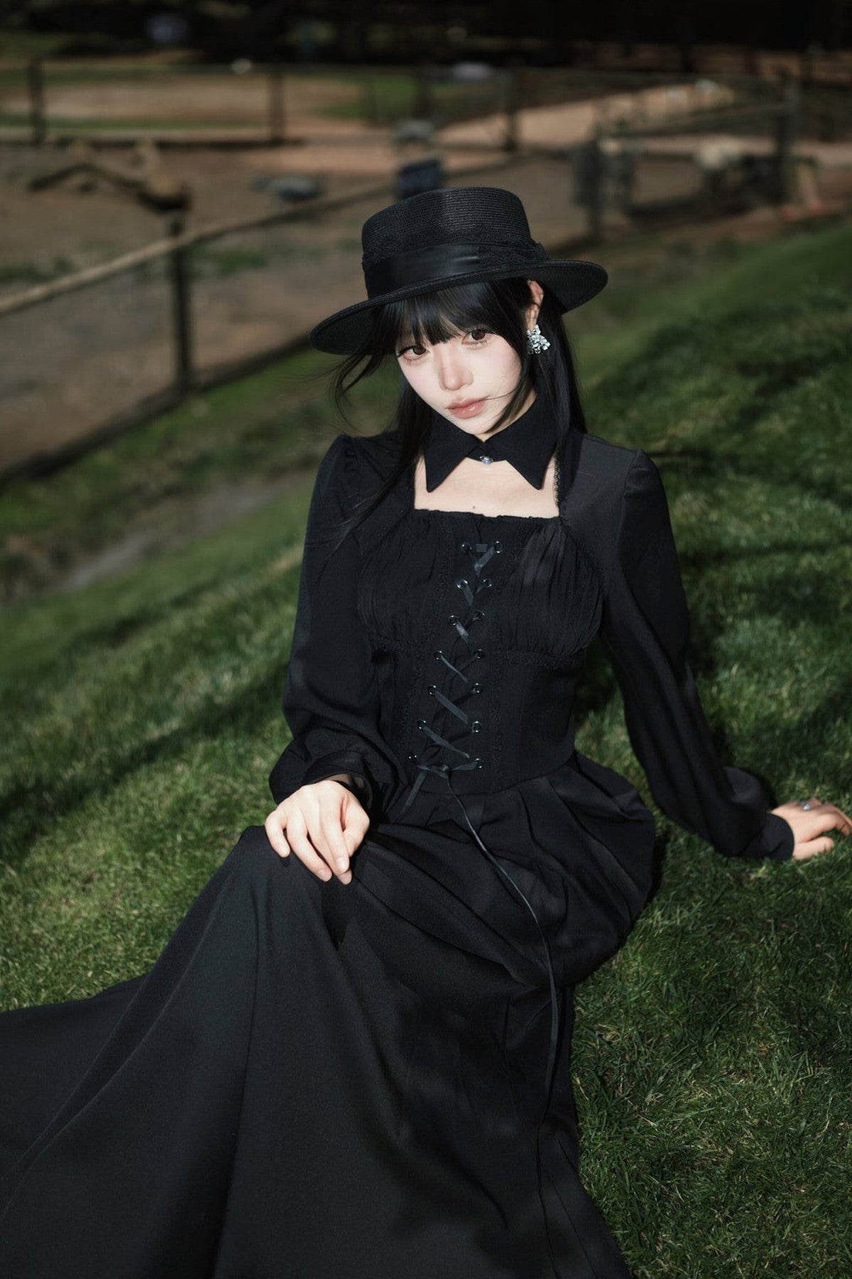 Black Cape Fishtail Long Dress