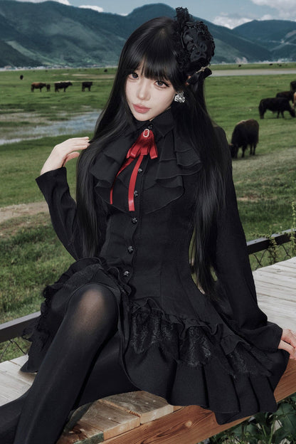 Gothic Ten-Piece Cut Lace Dress