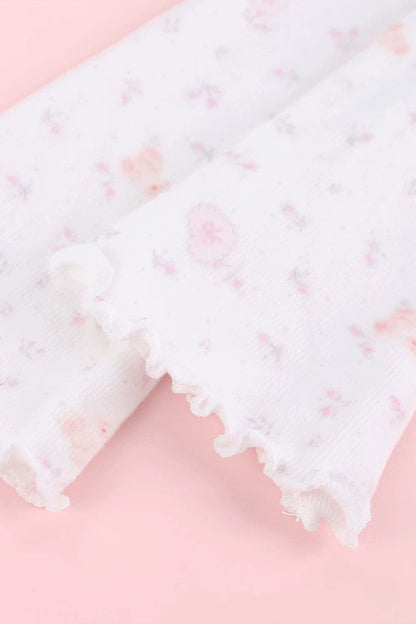 White Floral Jacket Pink Camisole and Pants 3-Piece Set-Up