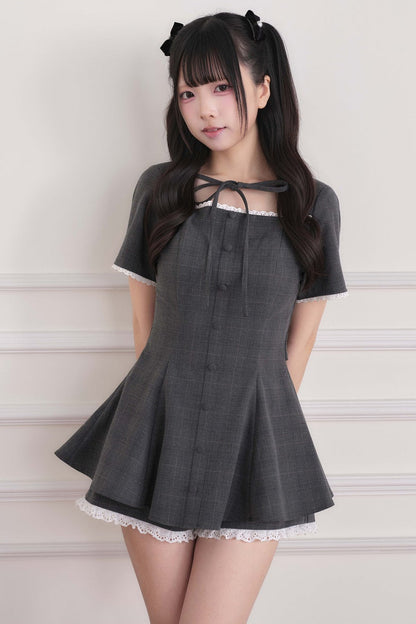 Lace Trim Plaid Dress
