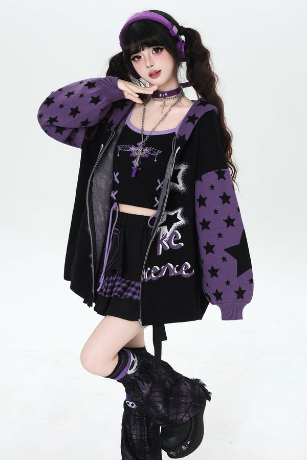 Night Stars Lantern Sleeve Cardigan