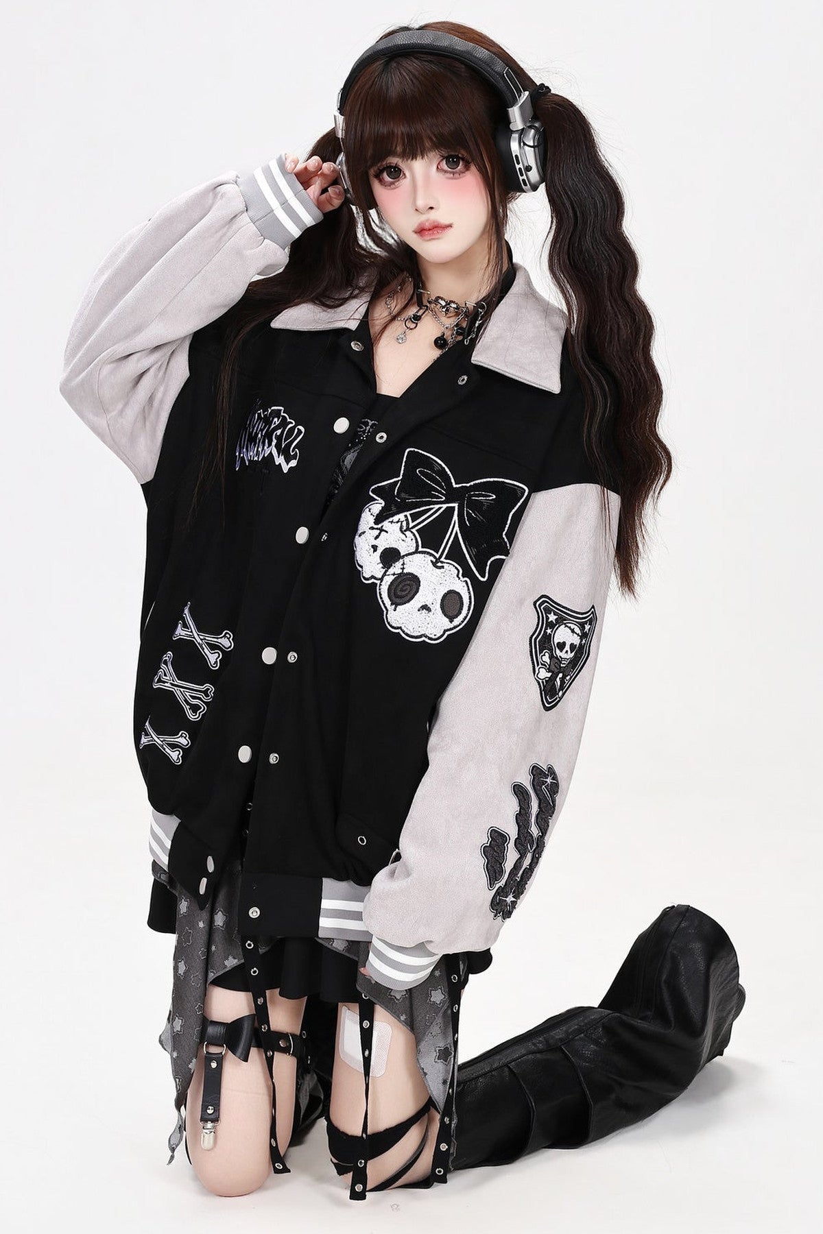 Veste de baseball oversize à broderie épaisse