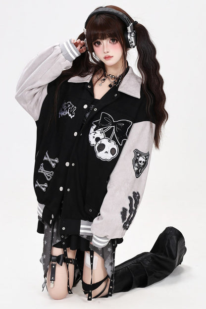 Veste de baseball oversize à broderie épaisse