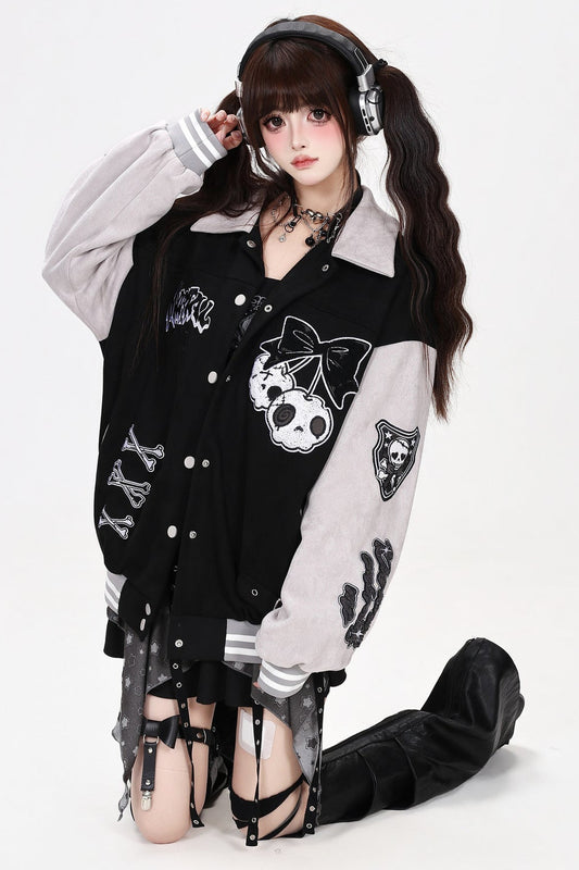 Loose Fit Heavy Embroidery Baseball Jacket