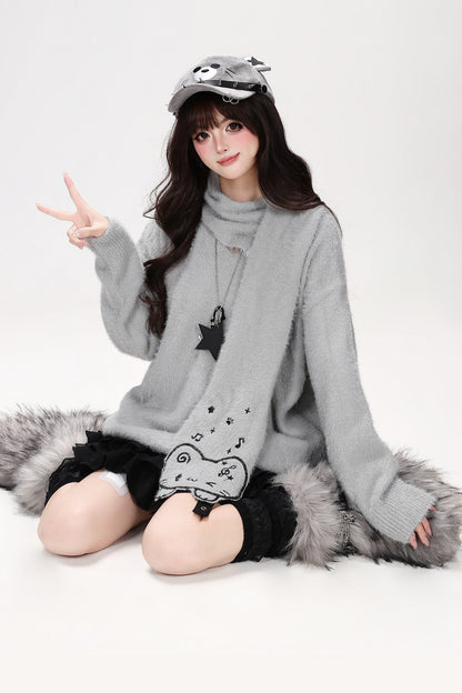 Maglione pullover a maglia con gatto