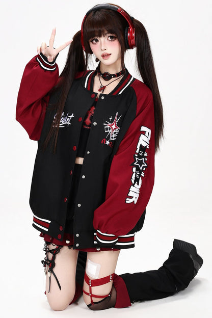 Retro Embroidered Varsity Jacket