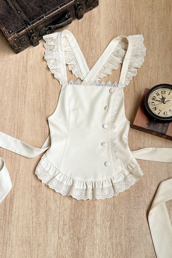 Two-Tone Flutter Sleeve Apron