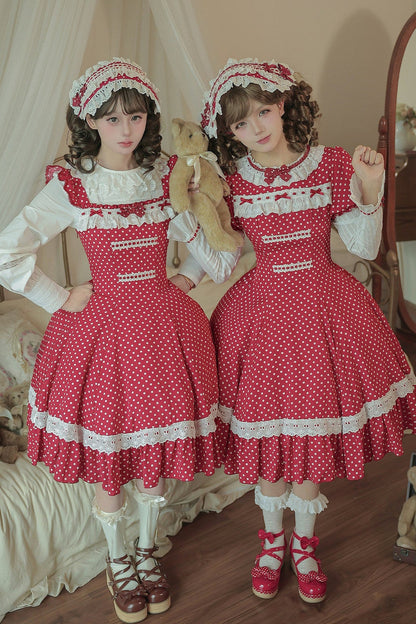 Polka Dot Ruffled Dress With Base Top Set-Up