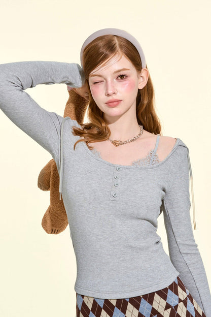 Strick-Kapuzentop im Lagenlook