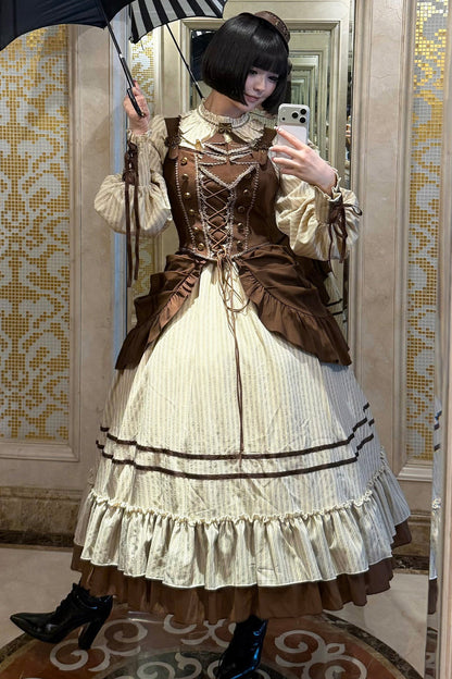 Gerüschtes Two-Way-Kleid mit Accessoire-Set