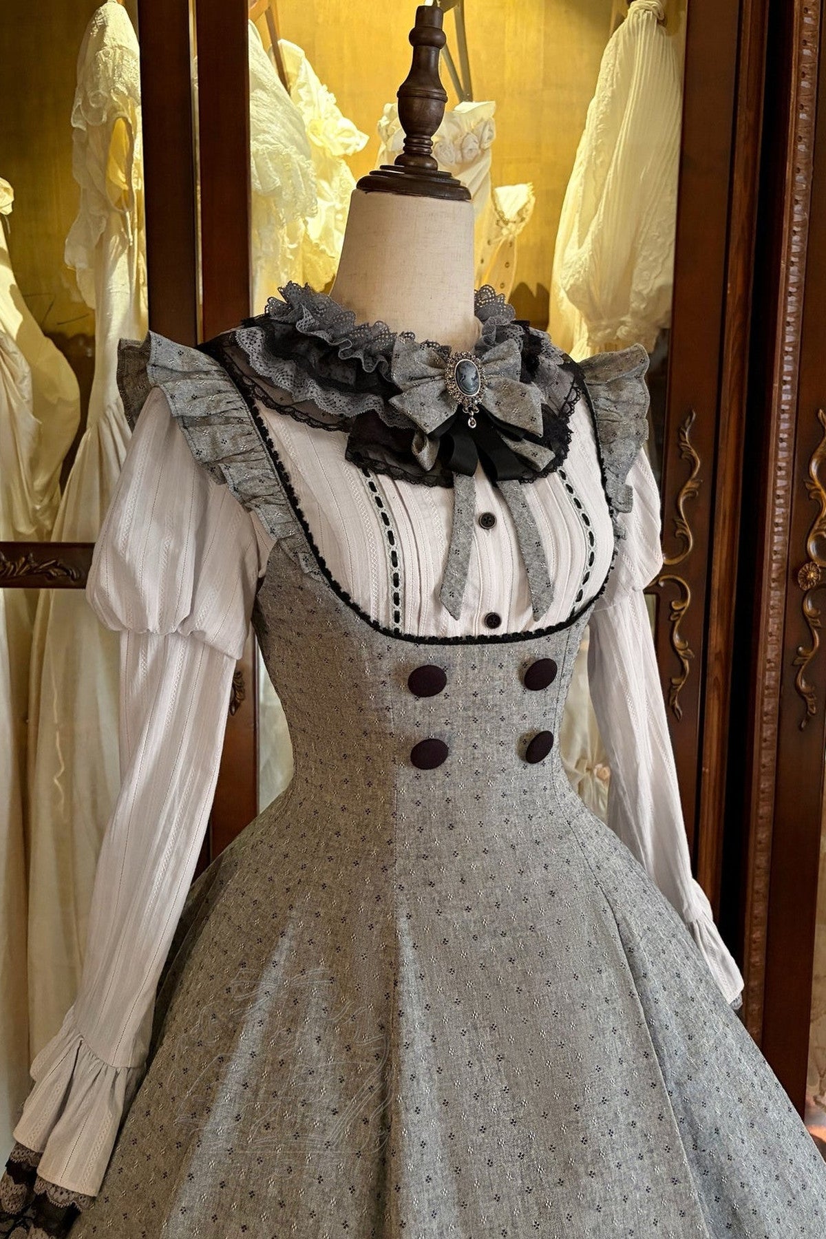 Ruffle Collar Shirt and Dress Set-Up