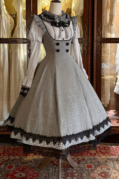 Ruffle Collar Shirt and Dress Set-Up