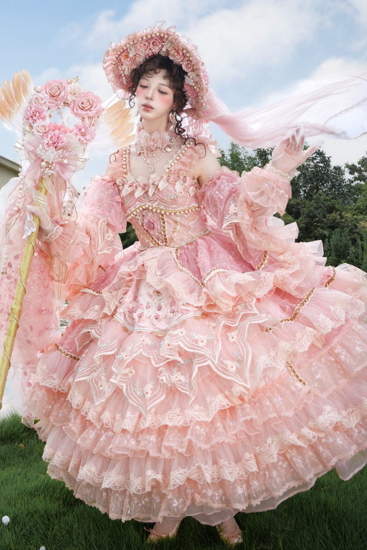 Peach Floral Tea Party Dress