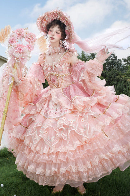 Peach Floral Tea Party Dress