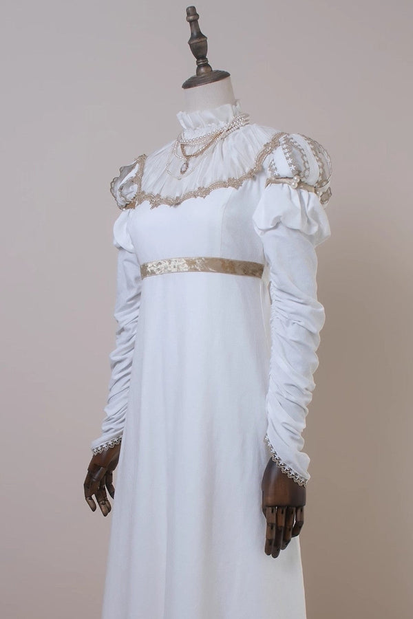 High Neck Long Sleeve Empire Dress