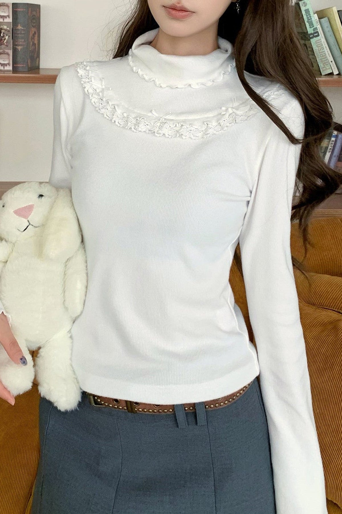 Polka Dot Doll Collar Puff Sleeve Dress
