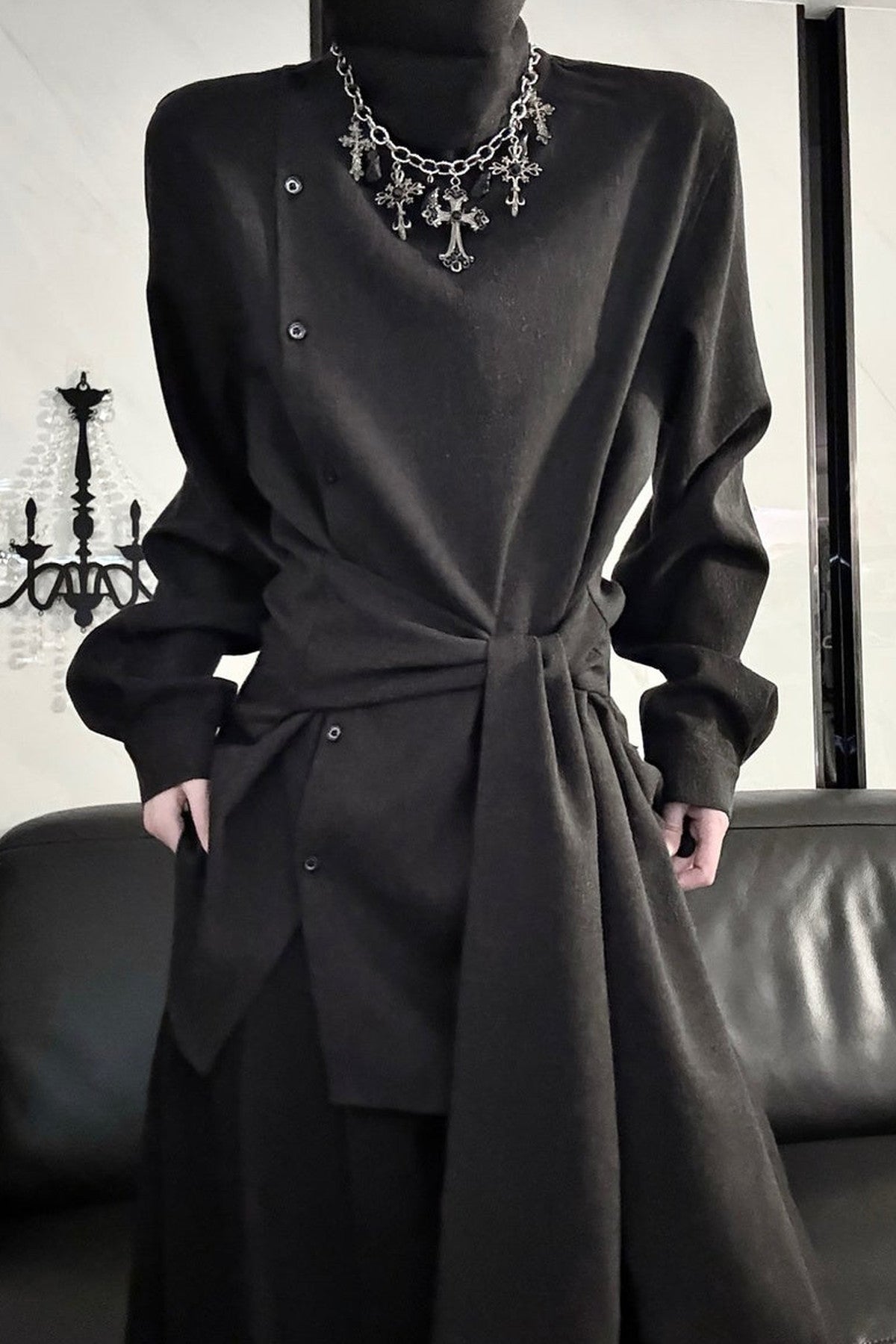 Long Sleeve Diagonal Placket Shirt