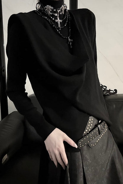 Cowl Neck Base Layer Knit Top