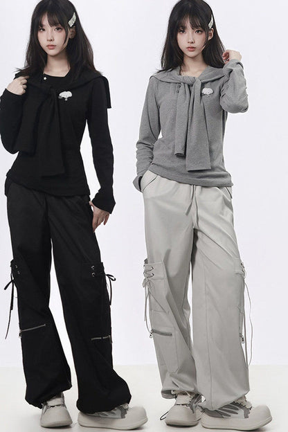 Three-Color Shawl Long-Sleeve