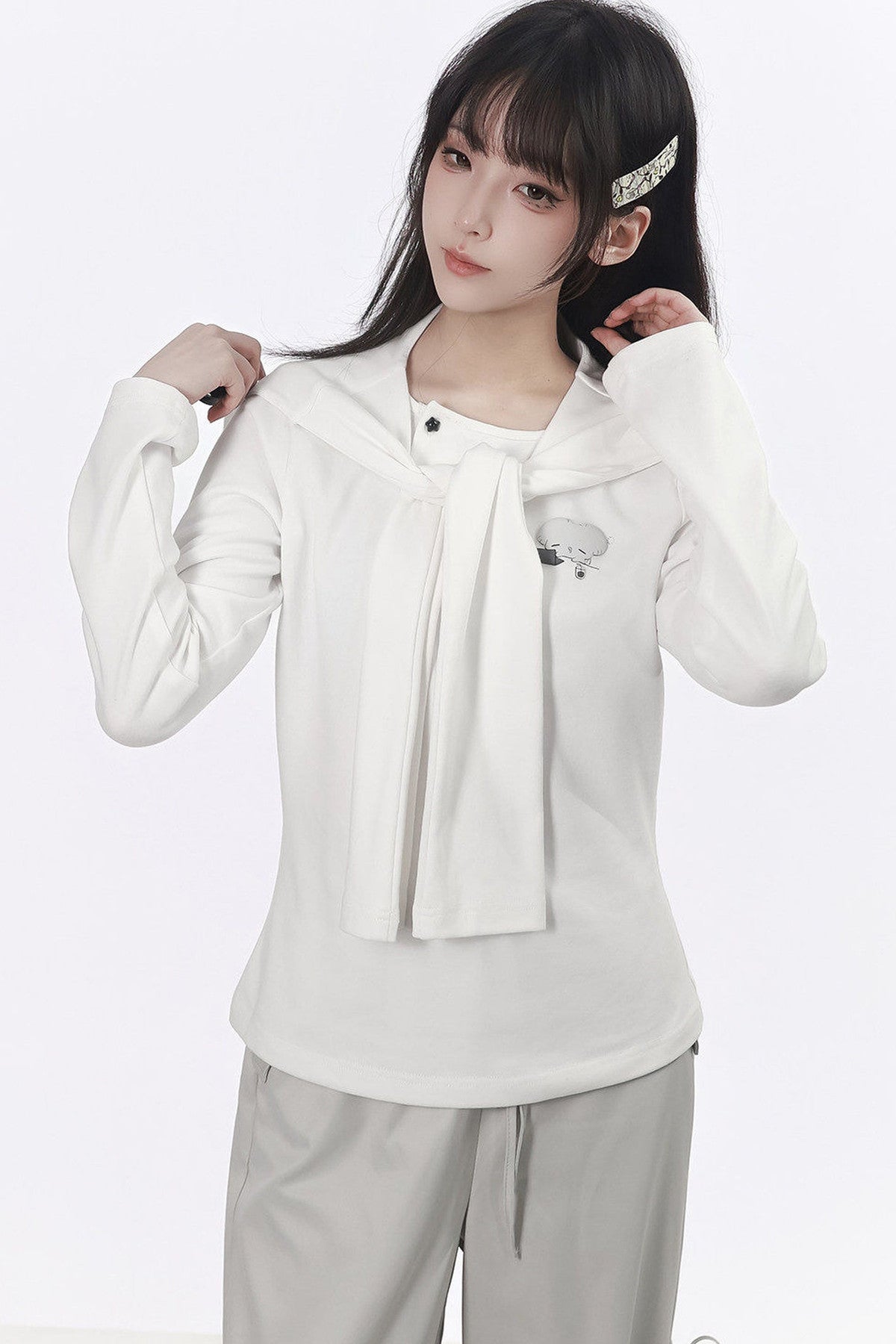Three-Color Shawl Long-Sleeve