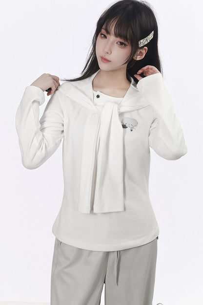 Three-Color Shawl Long-Sleeve