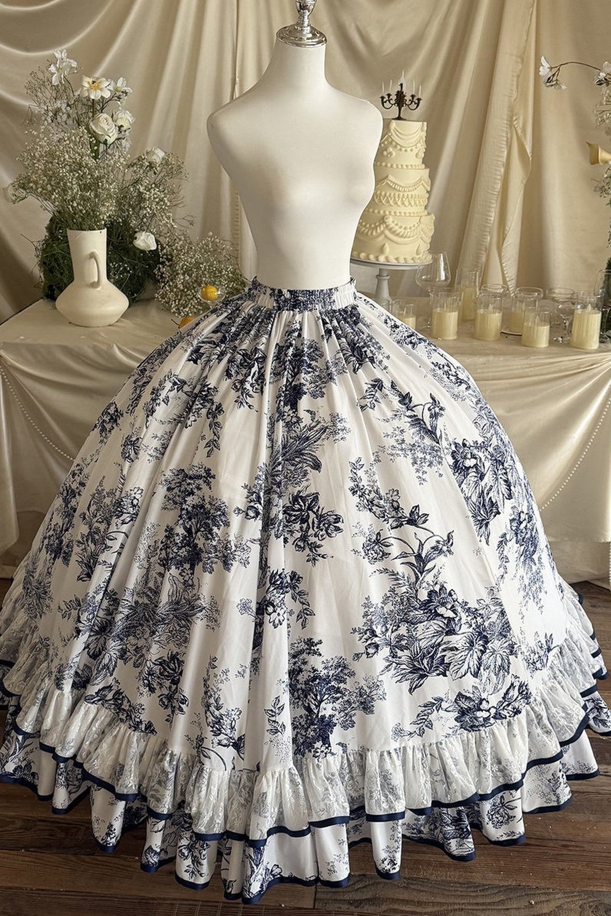 Blue Porcelain Floral Dress Set