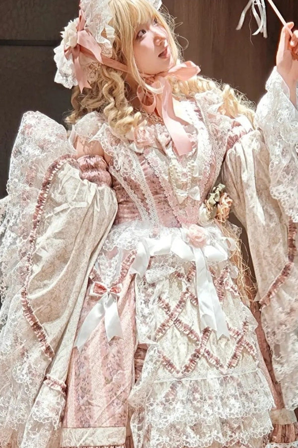 Detachable Sleeve Floral Lolita Dress Set