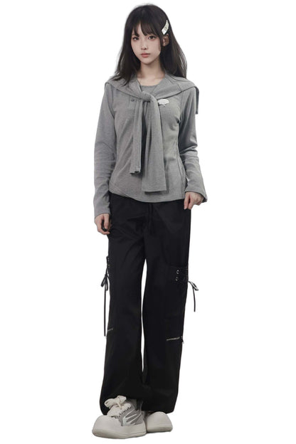 Three-Color Shawl Long-Sleeve