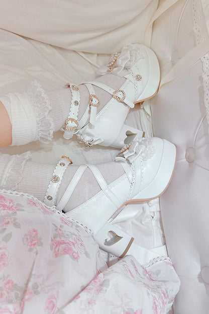 Rhinestone Lace High Heels
