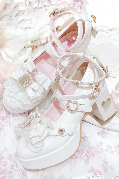 Rhinestone Lace High Heels