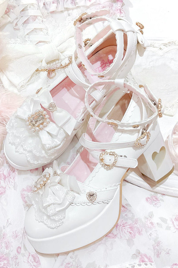 Rhinestone Lace High Heels