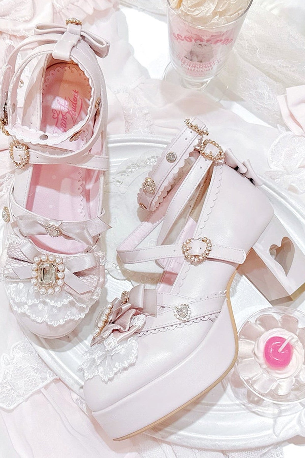 Rhinestone Lace High Heels