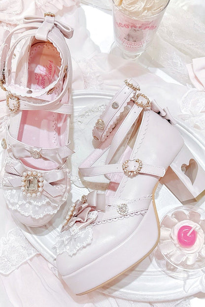 Rhinestone Lace High Heels