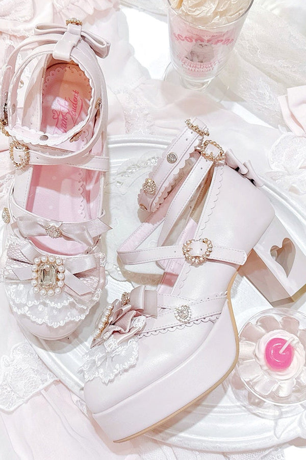 Rhinestone Lace High Heels