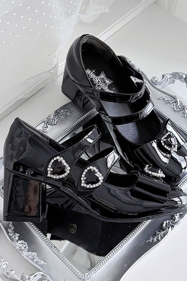 Square-Toe Chunky Heel Shoes