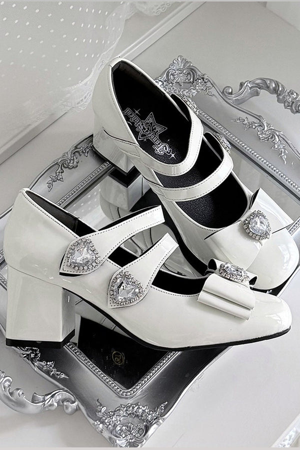 Square-Toe Chunky Heel Shoes