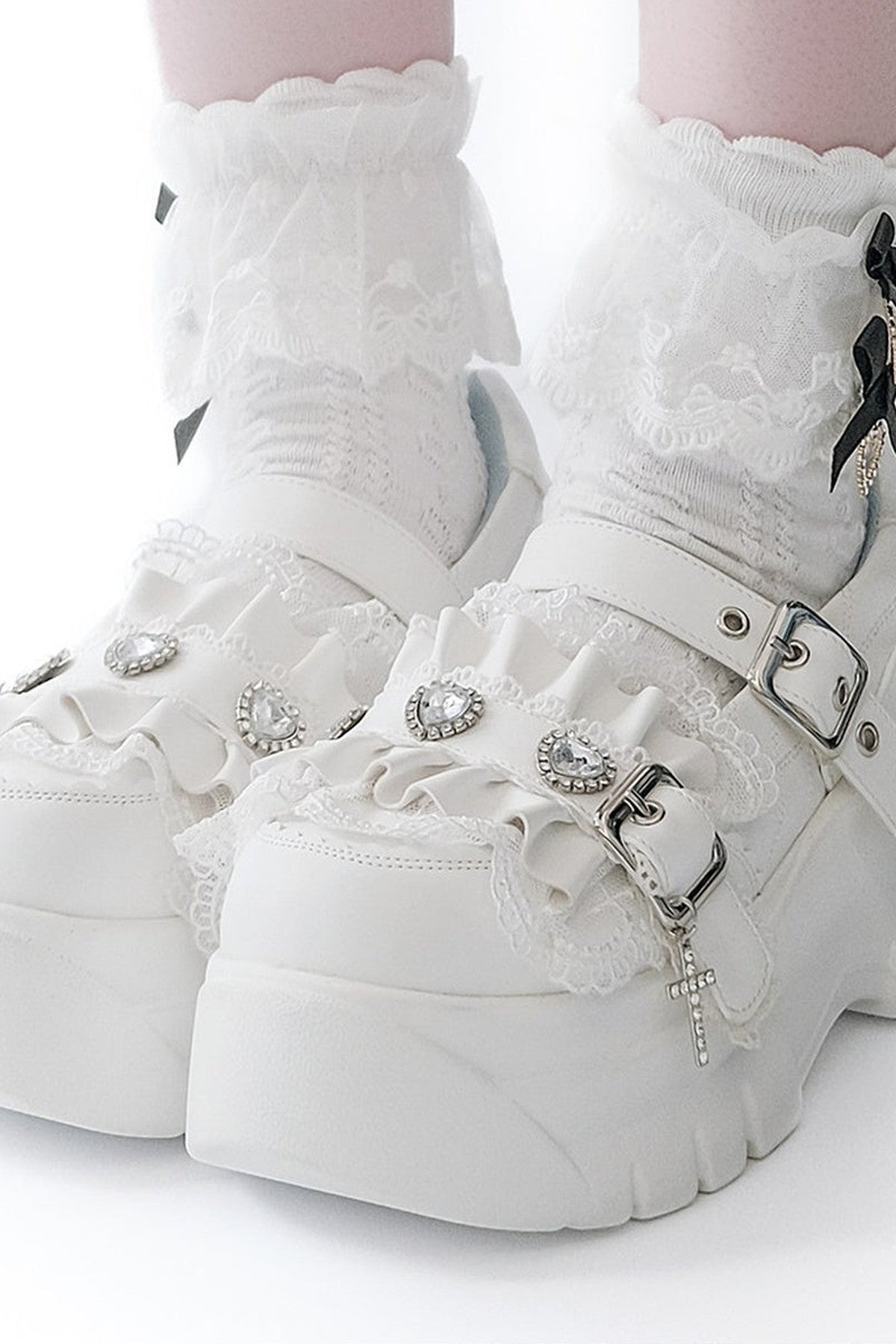 Scarpe con plateau e fibbia arricciata
