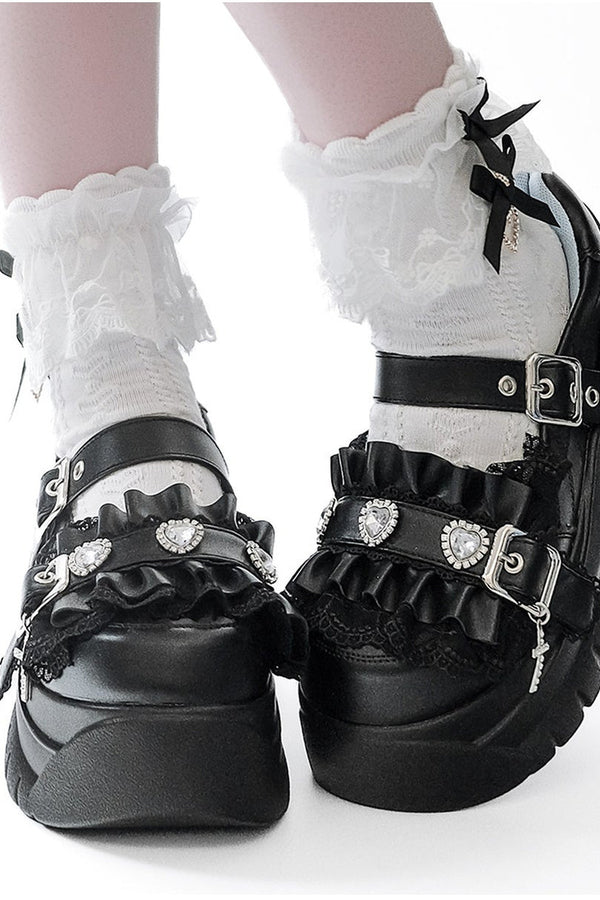 Ruffle Buckle Platform Shoes
